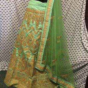 Mint green lehenga